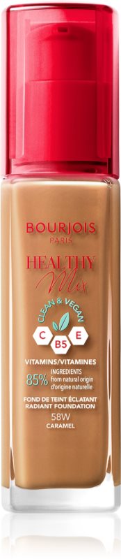 Bourjois Healthy Mix makeup radiant cu hidratare 24 de ore culoare 58W Caramel 30 ml