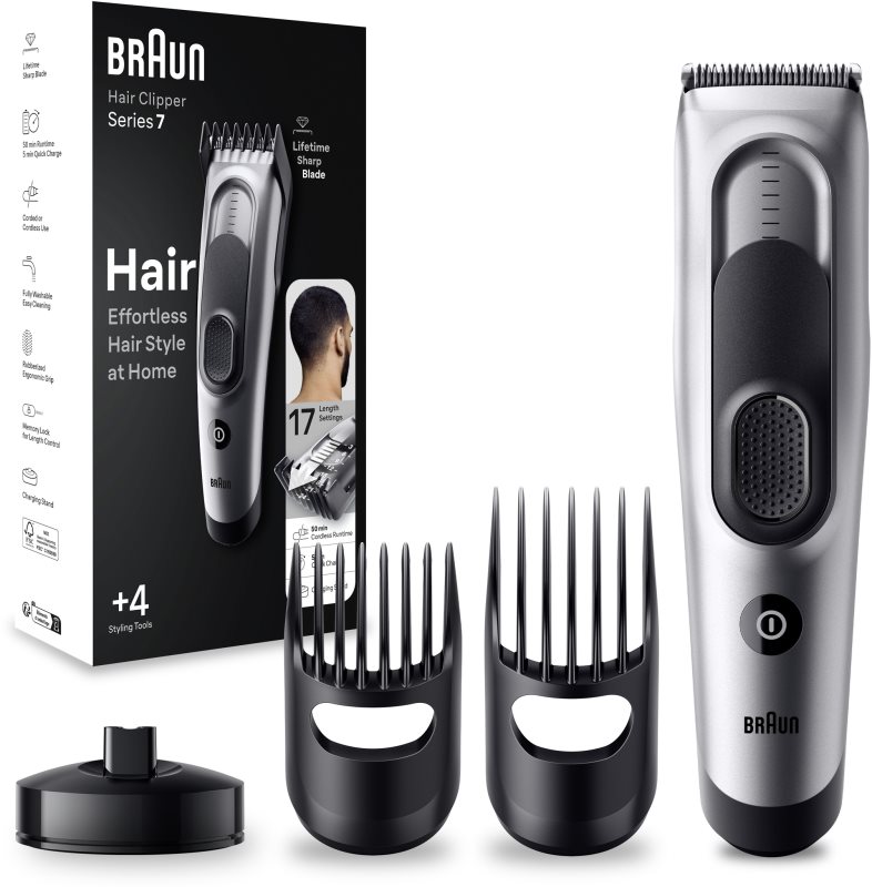 Braun Series 7 HC7390 aparat pentru tuns parul 17 opțiuni de reglare a lungimii pentru bărbați 1 buc