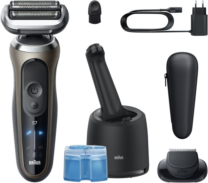 Braun Series 7 72-C7200cc Aparat de bărbierit electric cu stație pentru curățare și încărcare Gold 1 buc