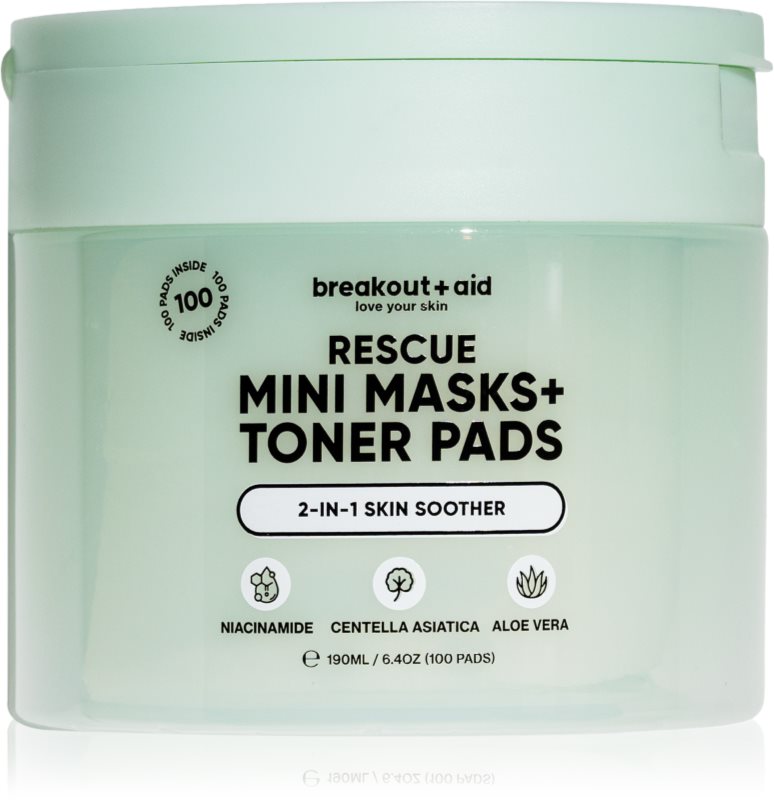 breakout + aid Mini Masks+Toner Pads Rescue dischete de tonifiere pentru netezirea pielii 100 buc