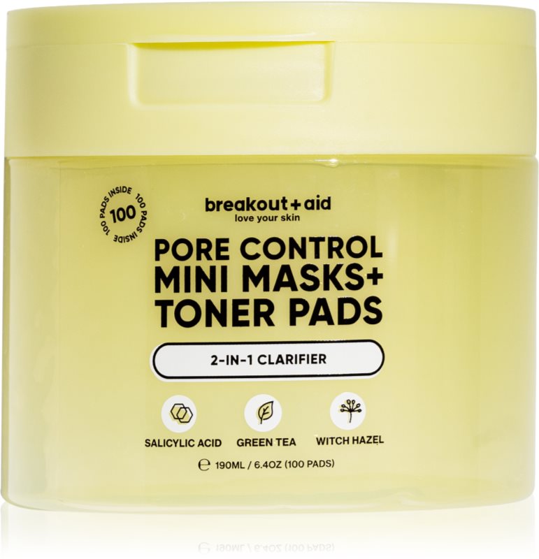 breakout + aid Pore Control Mini Masks + Toner Pads dischete de tonifiere cu acid salicilic 100 buc