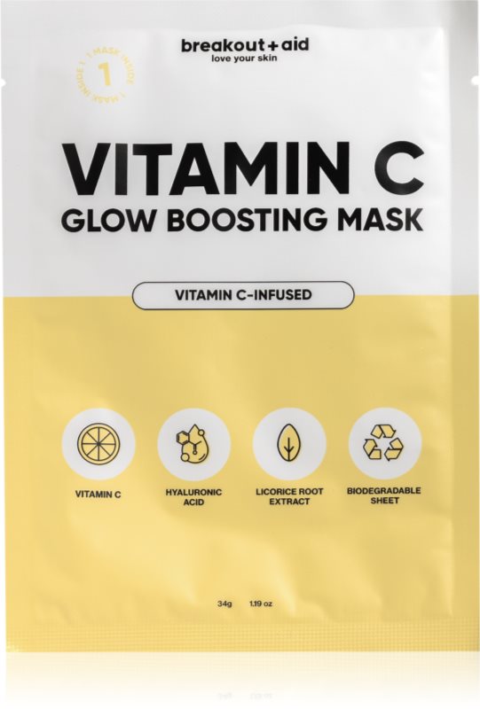 breakout + aid Vitamin C Glow Boosting Mask masca pentru celule cu vitamina C 34 g