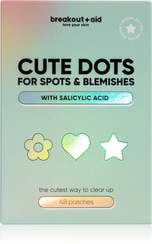 breakout + aid Cute Dots For Spots and Blemishes tratament topic pentru acnee cu acid salicilic 48 buc