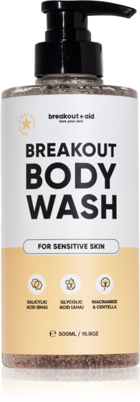 breakout + aid Body Wash gel de duș pentru acnee cu acizi AHA și BHA 500 ml
