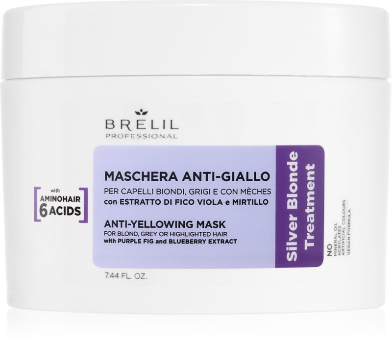 Brelil Professional Anti-yellowing Mask mască împotriva tonurilor galbene pentru părul blond şi gri 220 ml