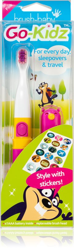 Brush Baby Go-Kidz baterie pentru perie de dinti de 3 ani Pink/Blue 1 buc