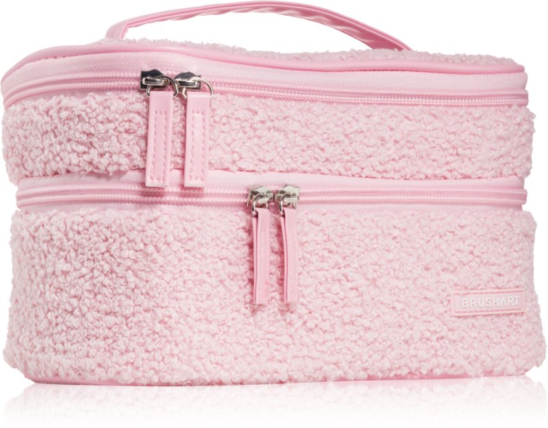 BrushArt Accessories Double-layered fluffy make-up bag geantă de cosmetice cu două compartimente Light pink 1 buc