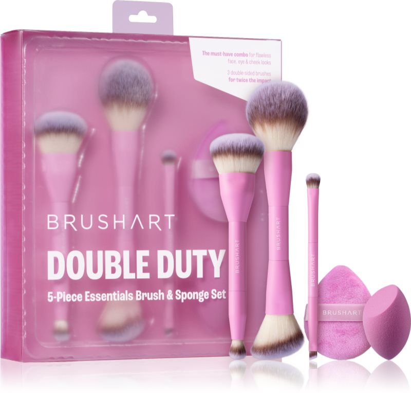 BrushArt Double Duty 5-Piece Essentials Brush & Sponge Set set perii machiaj