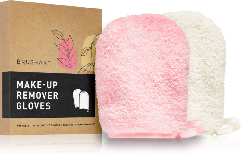 BrushArt Home Salon Make-up remover gloves mănuși demachiante pentru make-up PINK, CREAM 2 buc
