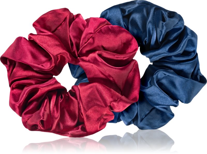 BrushArt Hair Large satin scrunchie set Elastice pentru par Red & Blue
