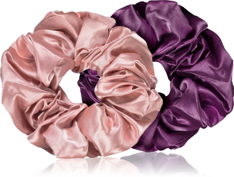 BrushArt Hair Large satin scrunchie set Elastice pentru par Pink & Violet
