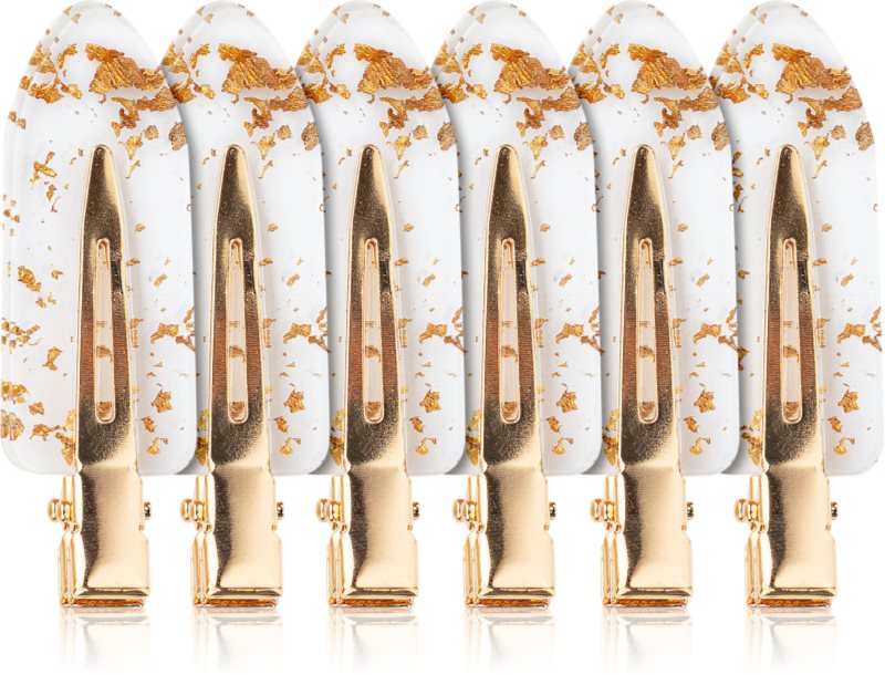 Brushworks Gold Flake No Crease Clips agrafe de par transparente 6 buc