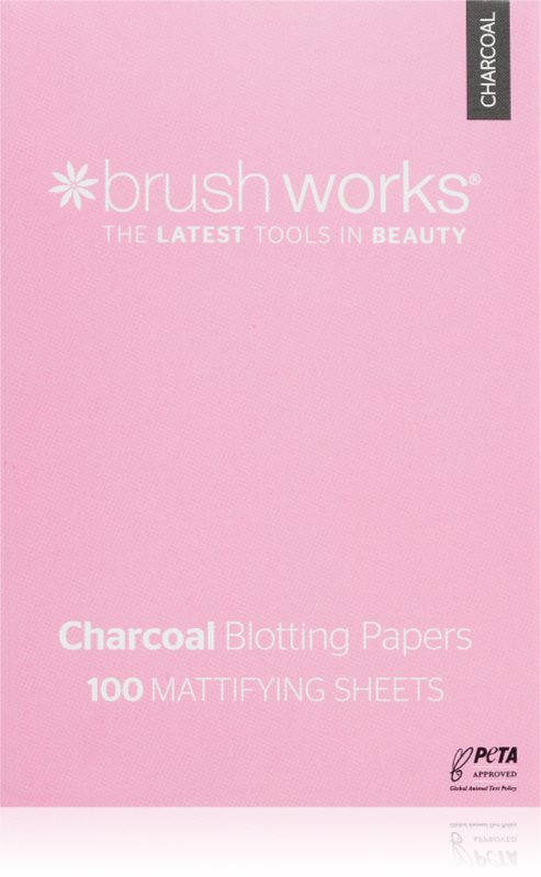 Brushworks Charcoal Blotting Papers foițe cu efect matifiant 100 buc