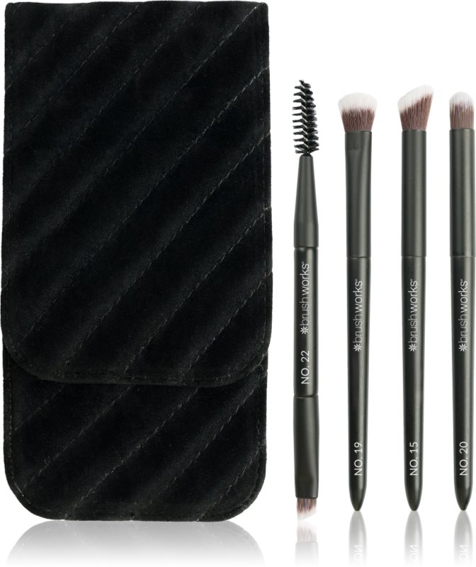 Brushworks Travel Eye Brush Set set perii machiaj pentru călătorii