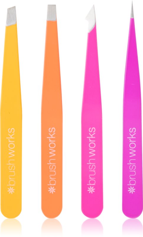 Brushworks Combination Tweezer Set set pensete pentru sprâncene tip Brights 4 buc