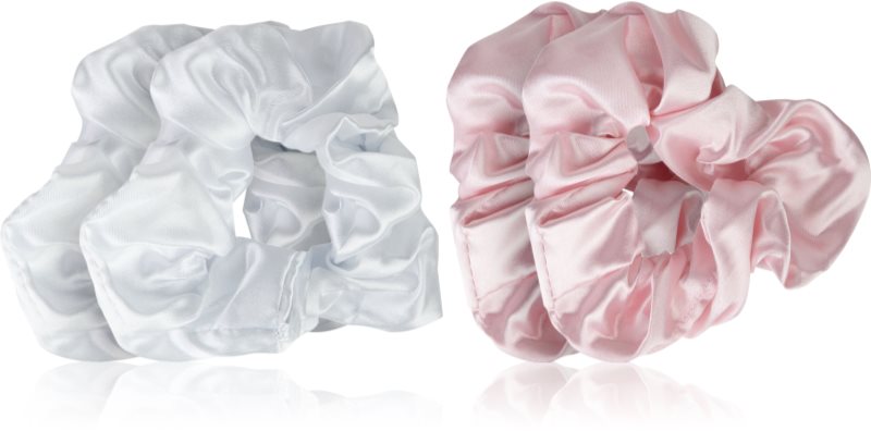 Brushworks Satin Scrunchies Pink & White Elastice pentru par