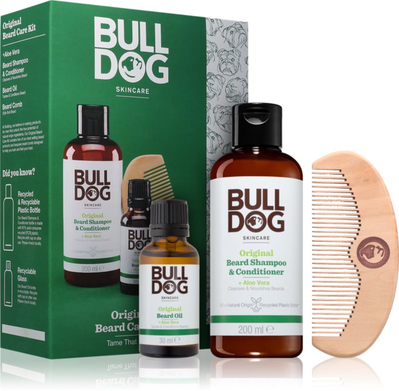Bulldog Original Beard Care Kit set cadou pentru barbati Peach Wood 10,4 cm
