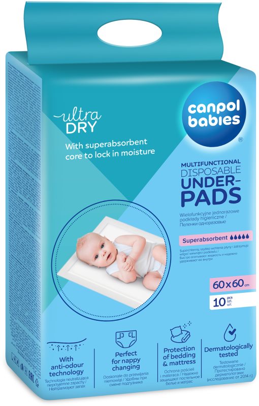 Canpol babies Multifunctional Underpads suport pentru schimbat scutecele de unică folosință 60x60 cm 10 buc