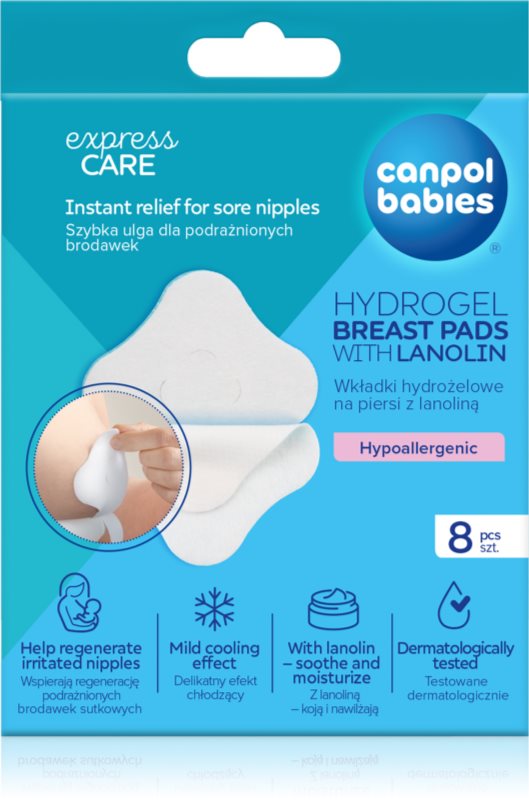 Canpol babies Hydrogel Breast Pads comprese din hidrogel pentru protejarea mameloanelor inflamate cu lanolină 8 buc