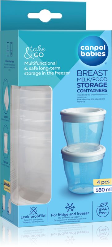 Canpol babies Storage Containers caserole pentru păstrarea alimentelor cu capac 4x180 ml