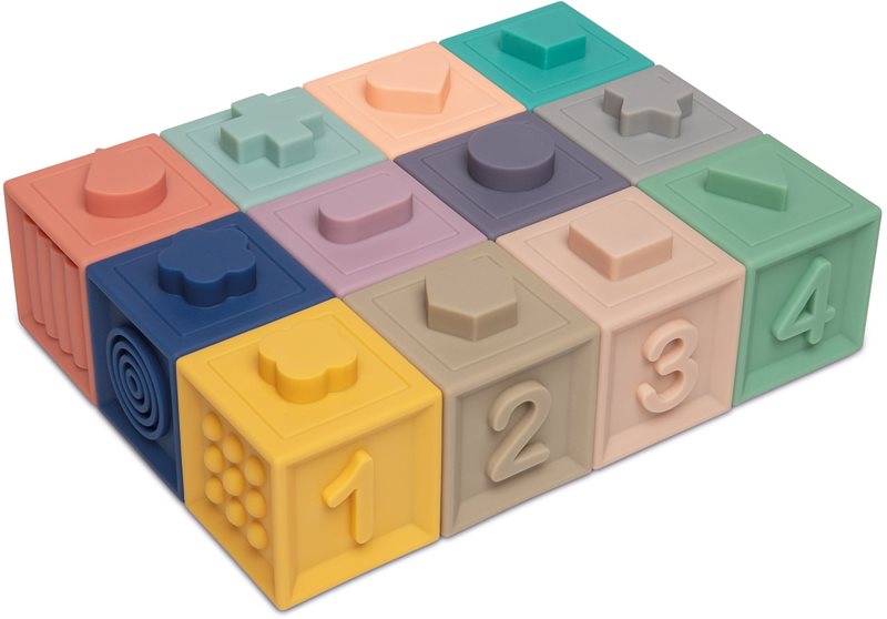 Canpol babies Small Toys cuburi de jucărie moi și senzoriale 6m+ 12 buc