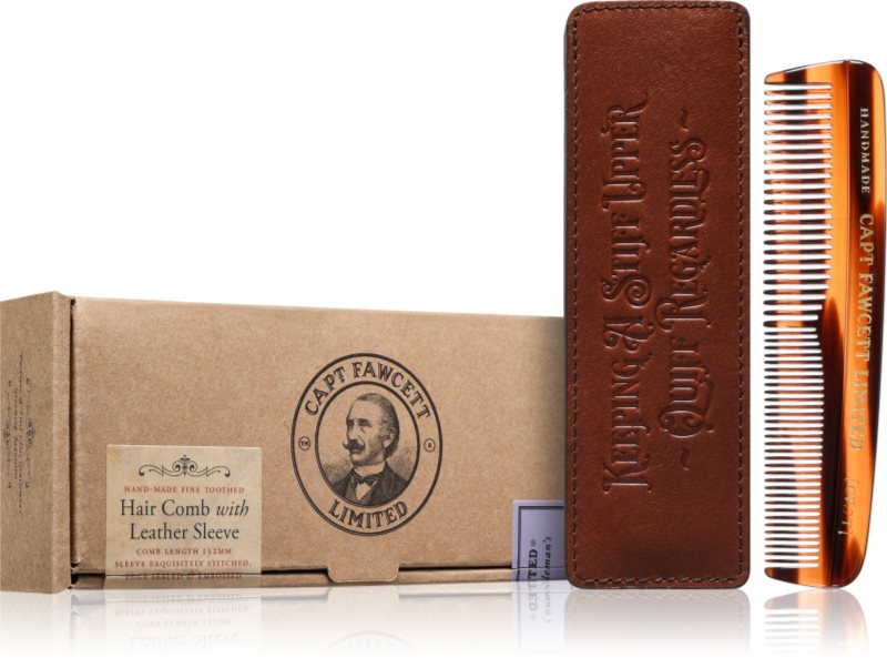 Captain Fawcett Accessories Hair Comb with Leather Case pieptene pentru barbă cu sac 1 buc
