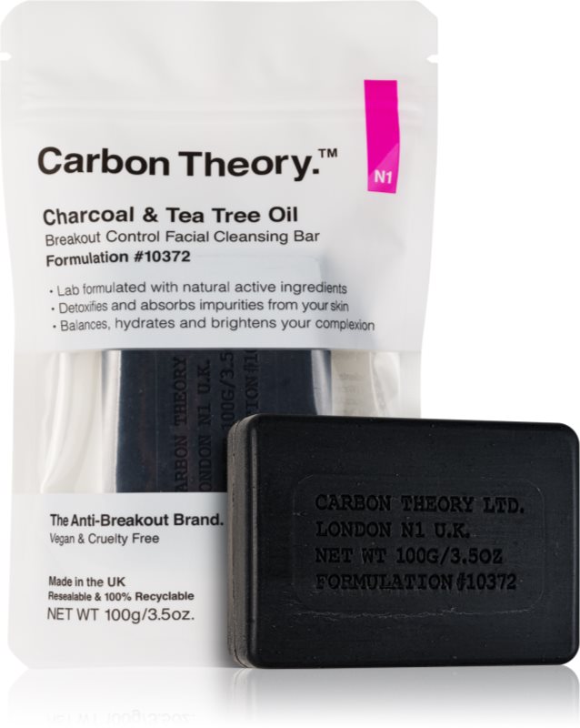 Carbon Theory Charcoal & Tea Tree Oil săpun solid pentru curățare pentru netezirea pielii 100 g