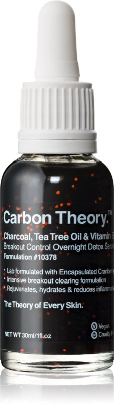 Carbon Theory Charcoal, Tea Tree Oil & Vitamin E ser de noapte pentru regenerarea pielii cu efect de revitalizare pentru pielea problematica 30 ml
