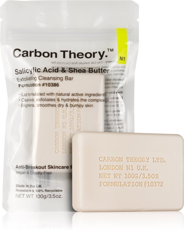 Carbon Theory Salicylic Acid & Shea Butter sapun gentil pentru curatare cu efect exfoliant 100 g