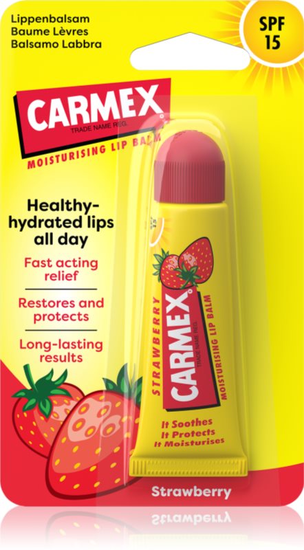 Carmex Strawberry balsam de buze într-un tub SPF 15 10 g