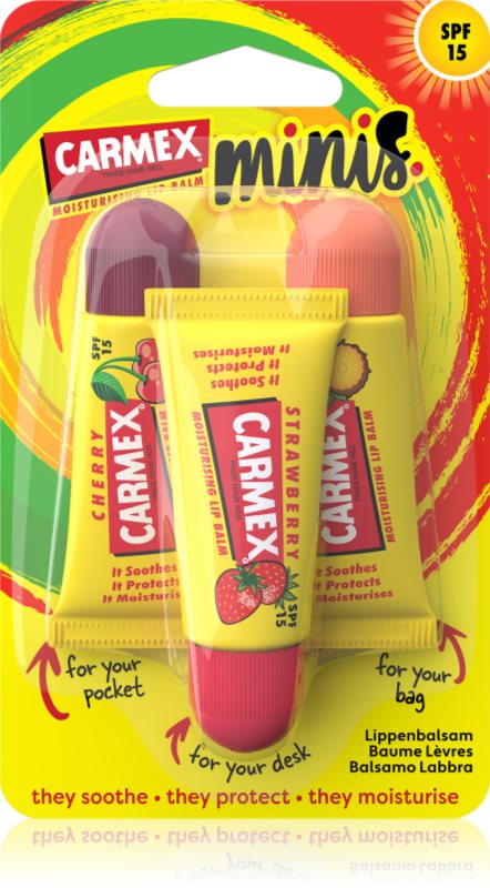 Carmex Minis Seturi pentru voiaj pentru buze uscate SPF 15