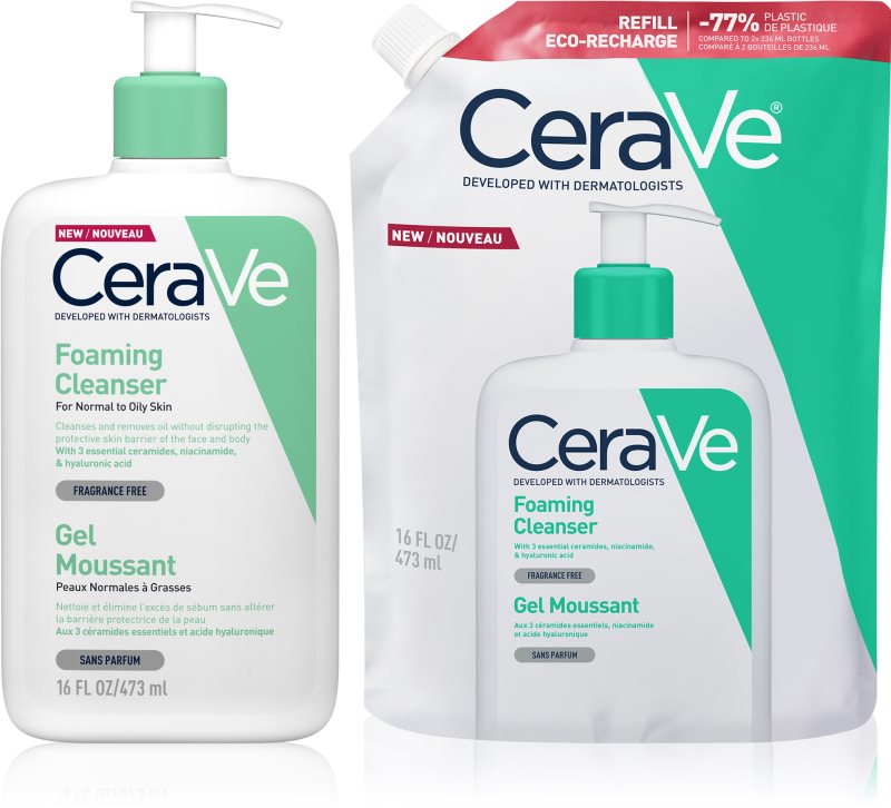 CeraVe Cleansers Foaming Cleanser set pentru piele normala si grasa