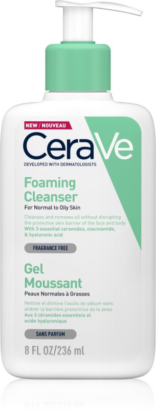 CeraVe Cleansers Foaming Cleanser gel spumant de curatare pentru piele normala si grasa