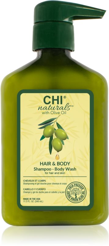 CHI Olive Naturals Hair & Body Shampoo gel de duș și șampon cu ulei de masline 2in1 340 ml
