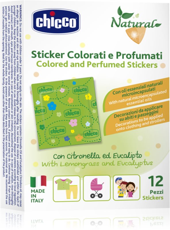 Chicco Natural Colored and Perfumed Stickers autocolante împotriva insectelor 3 y+ 12 buc