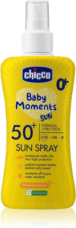 Chicco Baby Moments Sun spray pentru protectie solara pentru copii SPF 50+ 0 m+ 150 ml