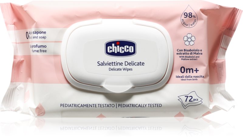 Chicco Delicate Wipes Chamomile șervețele umede pentru copii cu musetel 0m+ 72 buc