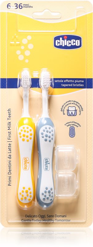 Chicco Toothbrush Set 6-36m periuta de dinti pentru copii Indigo-Mustard