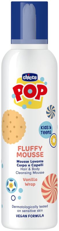 Chicco POP Fluffy Mousse Hair and Body spuma pentru corp si par Vanilla wrap 200 ml