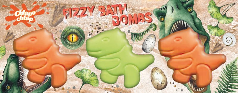 Chlapu Chlap Dinosaurs Bombe efervescente de baie pentru copii 3x70 g