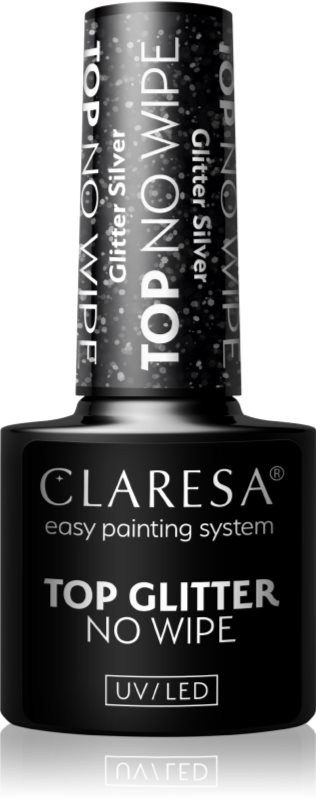 Claresa UV/LED Top Glitter No Wipe lac gel de unghii pentru acoperirea superioară strălucitor