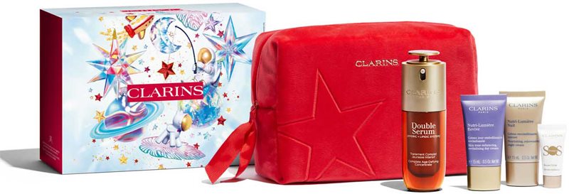 Clarins Double Serum & Nutri-Lumière Collection set cadou pentru ten matur Luminosity