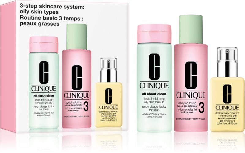 Clinique 3 Steps Skincare Systeme Oily Skin Types set cadou pentru ten gras