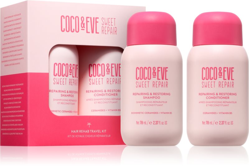 Coco & Eve Sweet Repair Hair Rehab Travel Kit Seturi pentru voiaj pentru par deteriorat si vopsit 2x70 ml