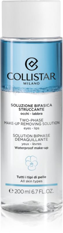 Collistar Cleansing Two-phase Make-up Removing Solution Eyes-Lips demachiant bifazic rezistent la apa pentru buze si ochi 200 ml