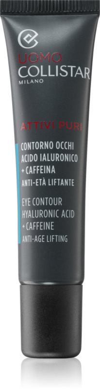 Collistar Uomo Attivi Puri Eye Contour Hyaluronic Acid + Caffeine Eye Contour Cremă anti-îmbătrânire cu efect iluminator 15 ml