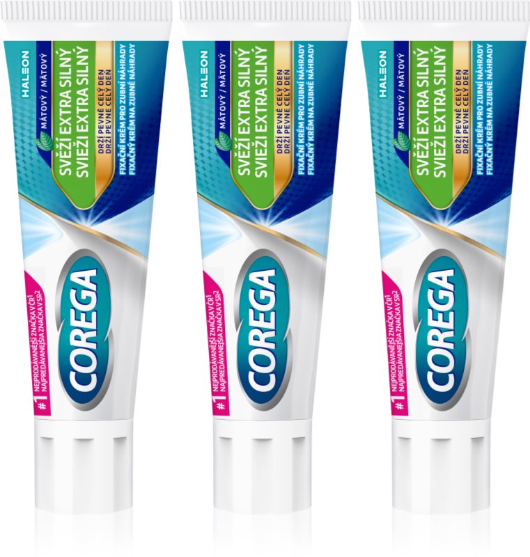 Corega Fresh Extra Strong cremă de fixare pentru proteze dentare 3x40 g