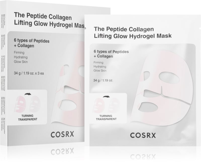Cosrx The Peptide Collagen Lifting Glow Hydrogel Mask masca faciala pentru fermitate cu efect de hidratare 3x34 g