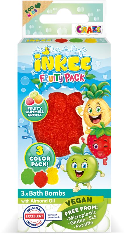 Craze INKEE Fruity Pack bombă de baie pentru copii 3x15 g