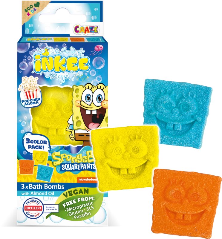 Craze INKEE SpongeBob bombă de baie pentru copii 3x15 g